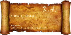 Kukoly Antal névjegykártya